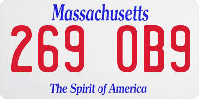 MA license plate 269OB9
