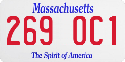 MA license plate 269OC1