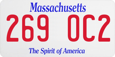 MA license plate 269OC2