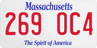 MA license plate 269OC4