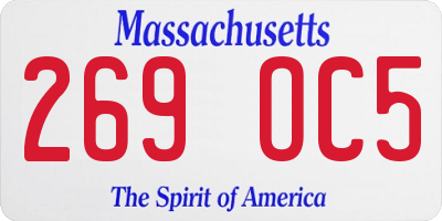 MA license plate 269OC5