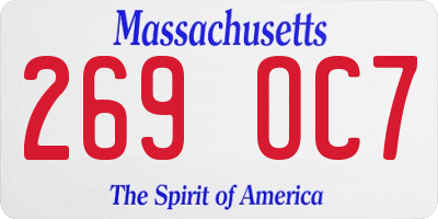 MA license plate 269OC7