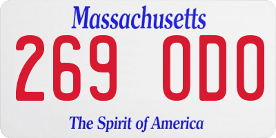 MA license plate 269OD0