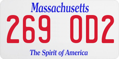 MA license plate 269OD2