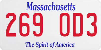 MA license plate 269OD3