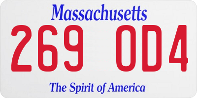 MA license plate 269OD4