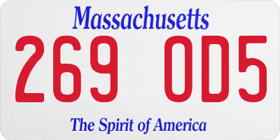 MA license plate 269OD5