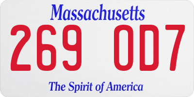 MA license plate 269OD7