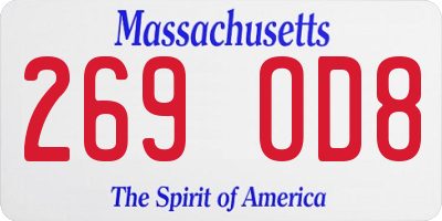 MA license plate 269OD8