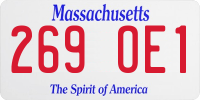 MA license plate 269OE1