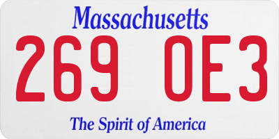 MA license plate 269OE3