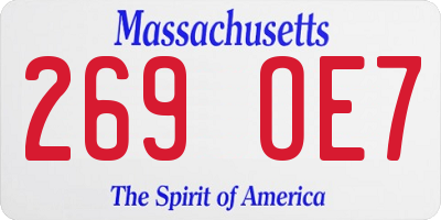 MA license plate 269OE7