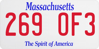 MA license plate 269OF3