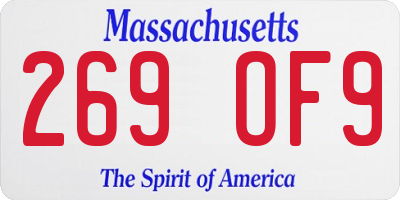 MA license plate 269OF9