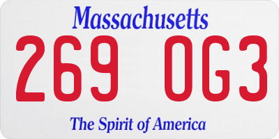 MA license plate 269OG3