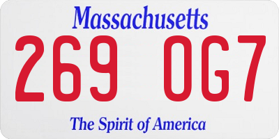 MA license plate 269OG7