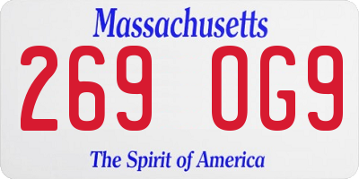 MA license plate 269OG9
