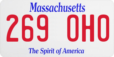 MA license plate 269OH0