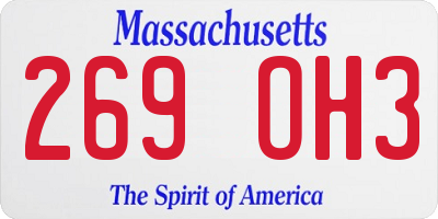 MA license plate 269OH3