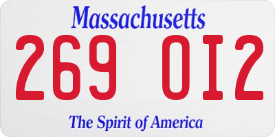 MA license plate 269OI2