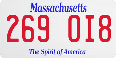 MA license plate 269OI8