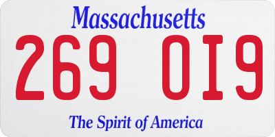 MA license plate 269OI9