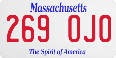 MA license plate 269OJ0