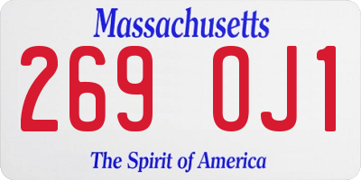 MA license plate 269OJ1