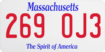 MA license plate 269OJ3