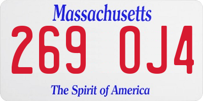 MA license plate 269OJ4