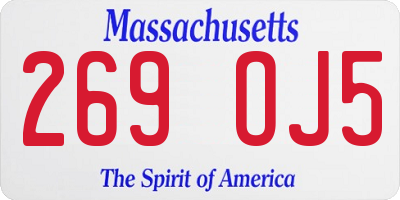 MA license plate 269OJ5