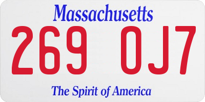 MA license plate 269OJ7