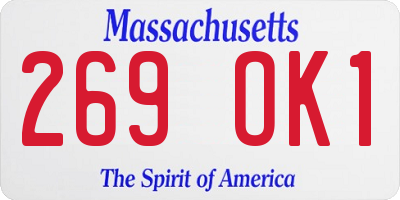 MA license plate 269OK1