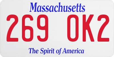 MA license plate 269OK2