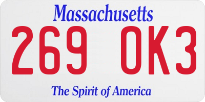 MA license plate 269OK3