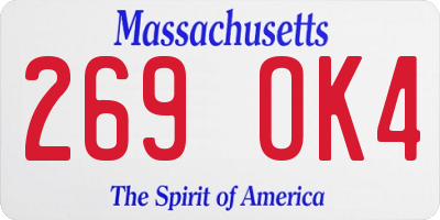 MA license plate 269OK4