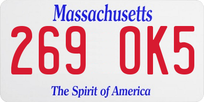 MA license plate 269OK5