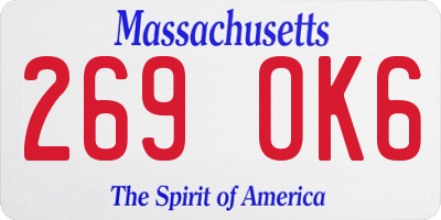 MA license plate 269OK6
