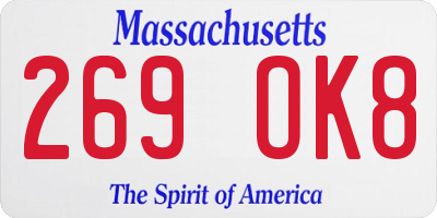 MA license plate 269OK8