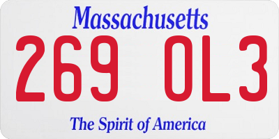 MA license plate 269OL3
