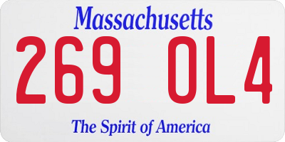 MA license plate 269OL4