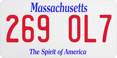 MA license plate 269OL7