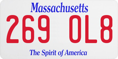 MA license plate 269OL8