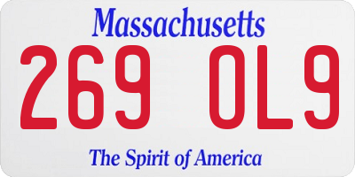 MA license plate 269OL9
