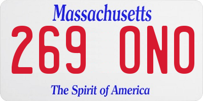 MA license plate 269ON0