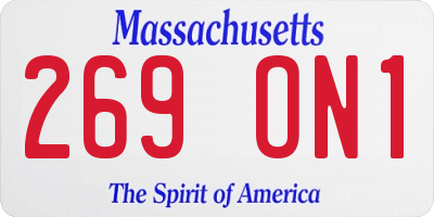 MA license plate 269ON1