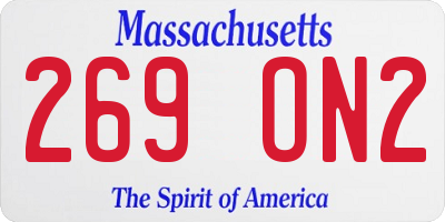 MA license plate 269ON2
