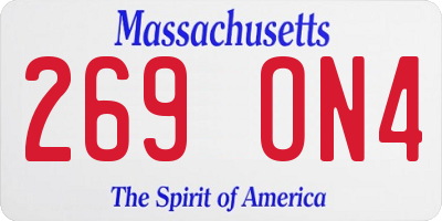 MA license plate 269ON4