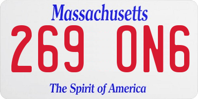 MA license plate 269ON6