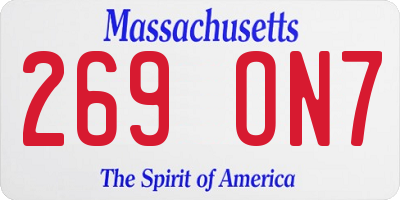 MA license plate 269ON7